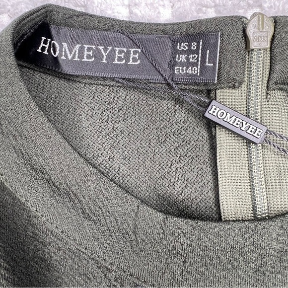 NWT. HOMEYEE Women's Chic Crew Neck 3/4 Sleeve Dress - Picture 4 of 9